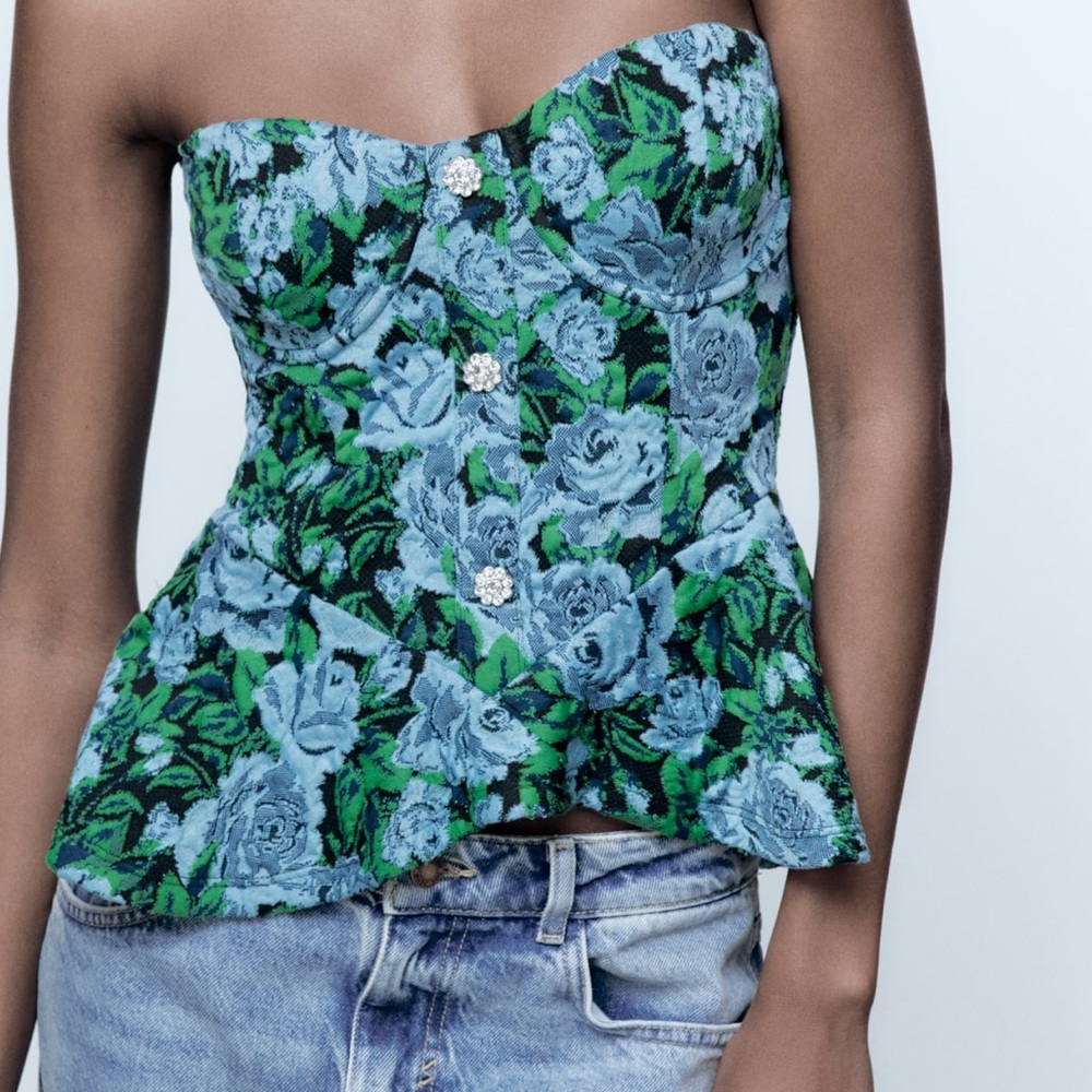 Zara ruffled jacquard top